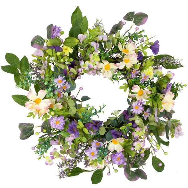 Northlight Artificial Daisy & Mixed Foliage Wreath