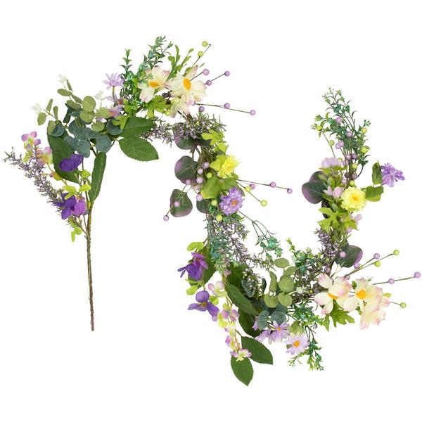 Northlight Daisy & Mixed Foliage Floral Spring Garland