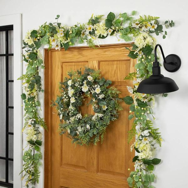 Northlight Artificial Hydrangea & Eucalyptus Garland alternate view