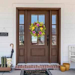 Northlight Artificial Peonies & Forsythia Spring Wreath alternate view