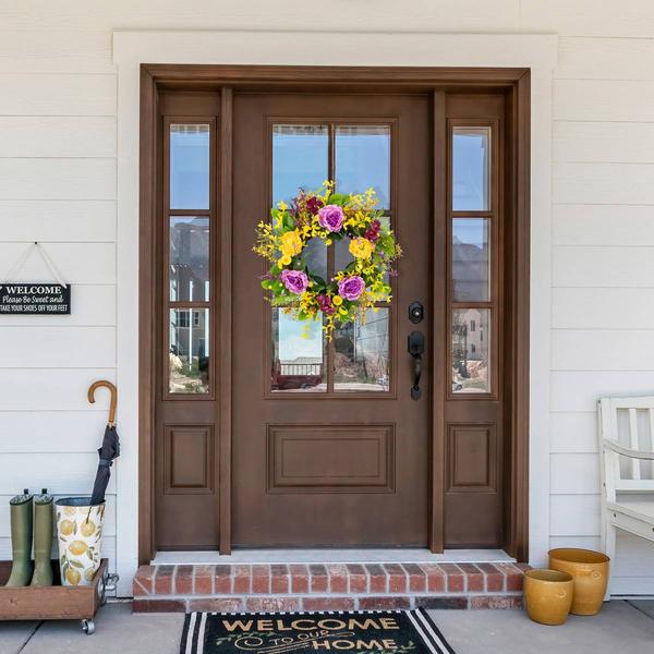 Northlight Artificial Peonies & Forsythia Spring Wreath alternate view