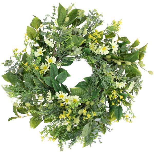 Northlight Artificial Mixed Foliage & Daisy Wreath