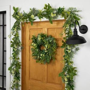 Northlight Artificial Mixed Foliage & Daisy Wreath alternate view