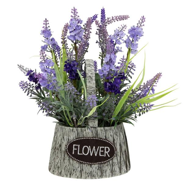 Northlight Artificial Lavender Bouquet in Spring Basket