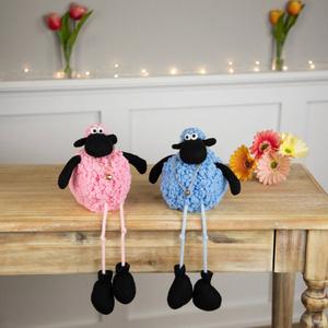Northlight Boy & Girl Plush Lamb Sitting Easter Figurine alternate view
