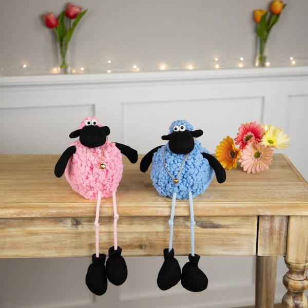 Northlight Boy & Girl Plush Lamb Sitting Easter Figurine alternate view
