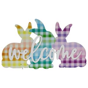 Northlight Gingham Bunnies Welcome Easter Wall Sign