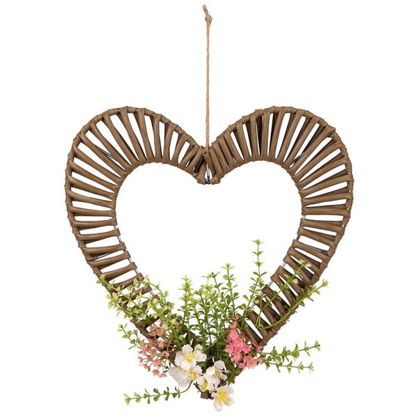 Northlight Wrapped Floral Heart Hanging Wreath