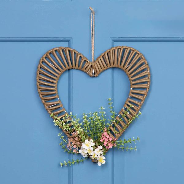 Northlight Wrapped Floral Heart Hanging Wreath alternate view