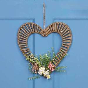 Northlight Wrapped Floral Heart Hanging Wreath alternate view