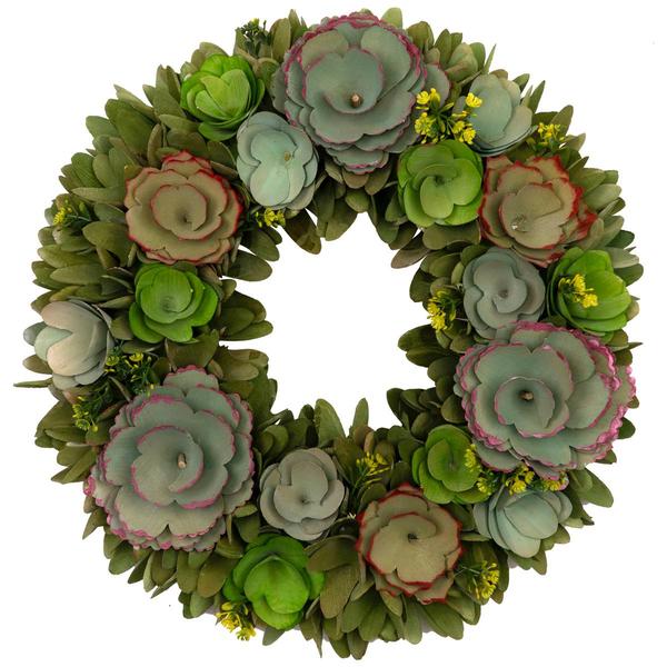 Northlight Wooden Mini Flowers Artificial Spring Wreath