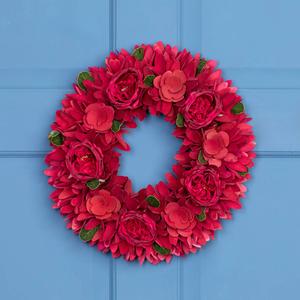 Northlight Wood Roses Valentine's Day Wreath alternate view