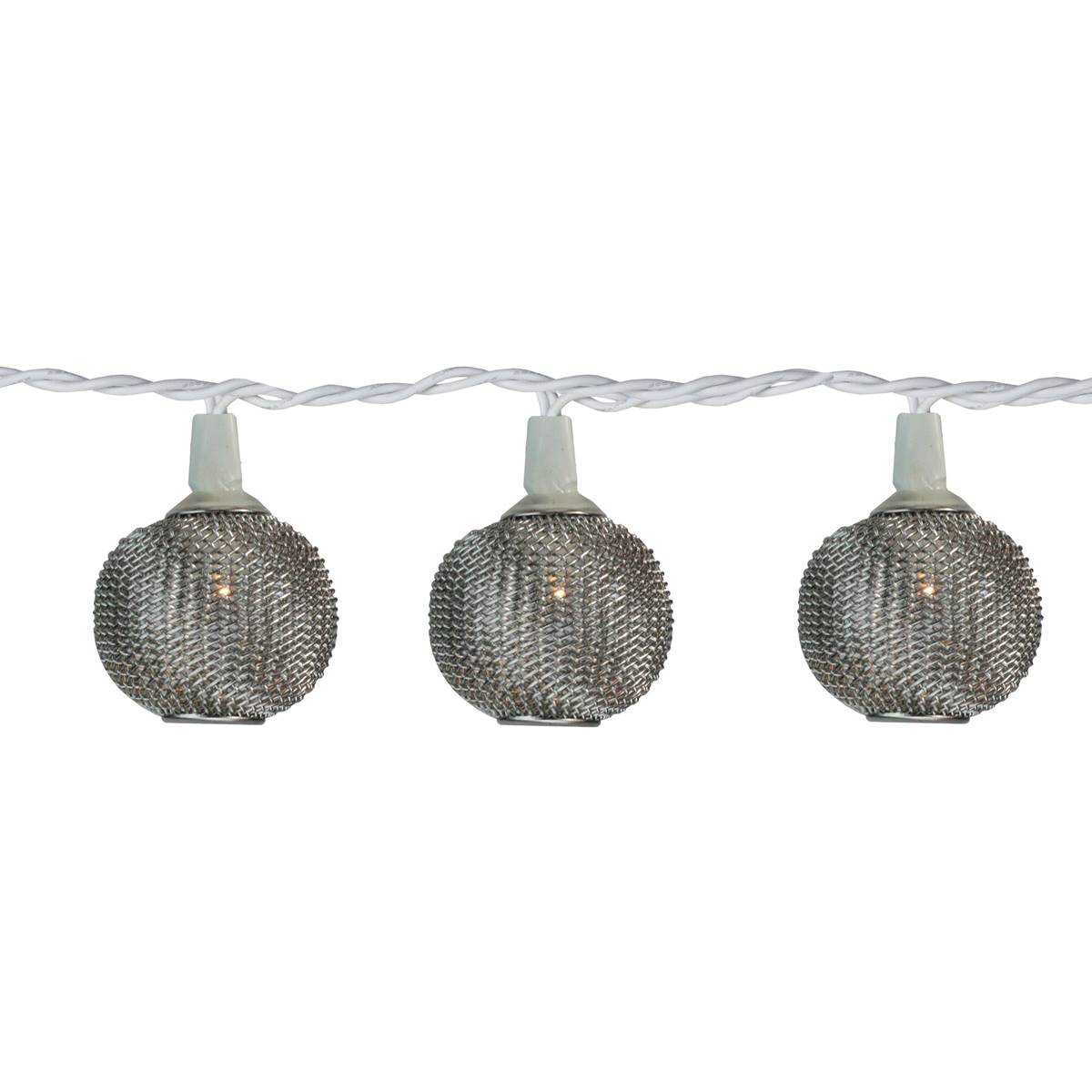 Sienna 10ct. Silver Wire Mesh Globe LED Garden Lights With Timer