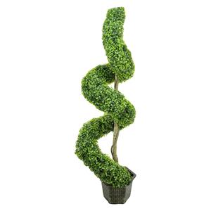 Northlight 56in. Potted Artificial Boxwood Spiral Topiary Tree