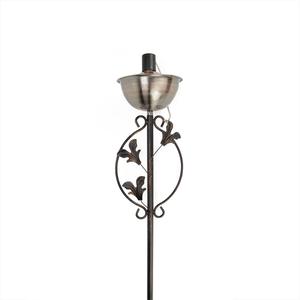 DAK 64.5in. Brushed Copper Floral Motif Patio Garden Oil Lamp