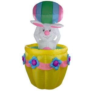 Northlight 5.5ft Inflatable Easter Bunny Basket Decor