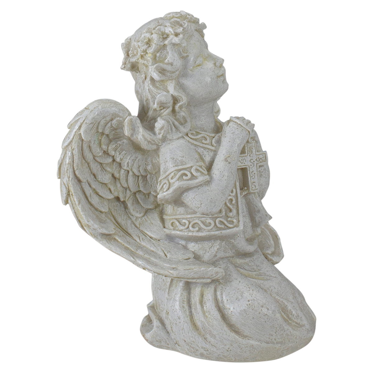 Northlight Seasonal 7in. Ivory Praying Angel Holding Cross Statue