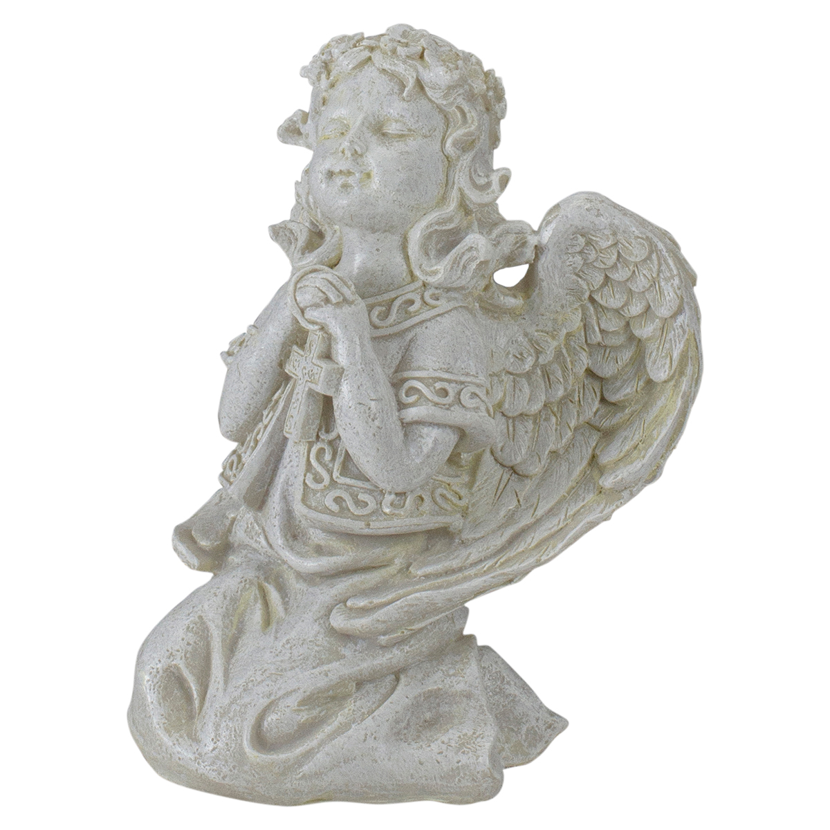 Northlight Seasonal 7in. Ivory Praying Angel Holding Cross Statue