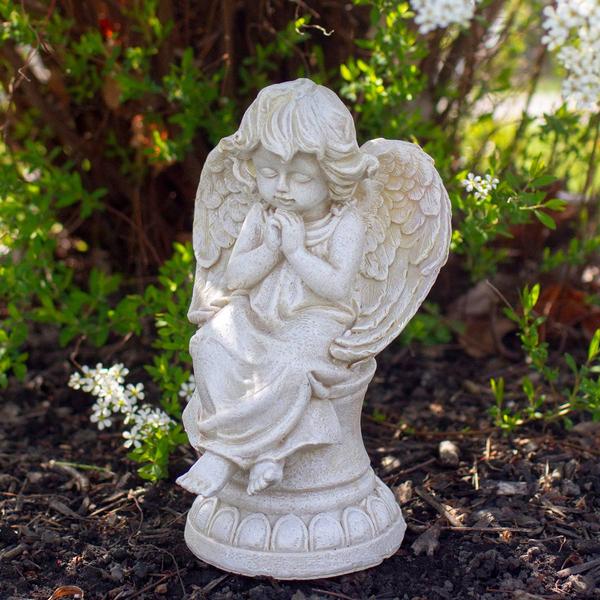 Northlight 9in. Praying Angel on Pedestal Garden Statue