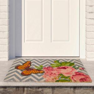 Northlight Rose with a Butterfly Chevron Spring Doormat alternate view
