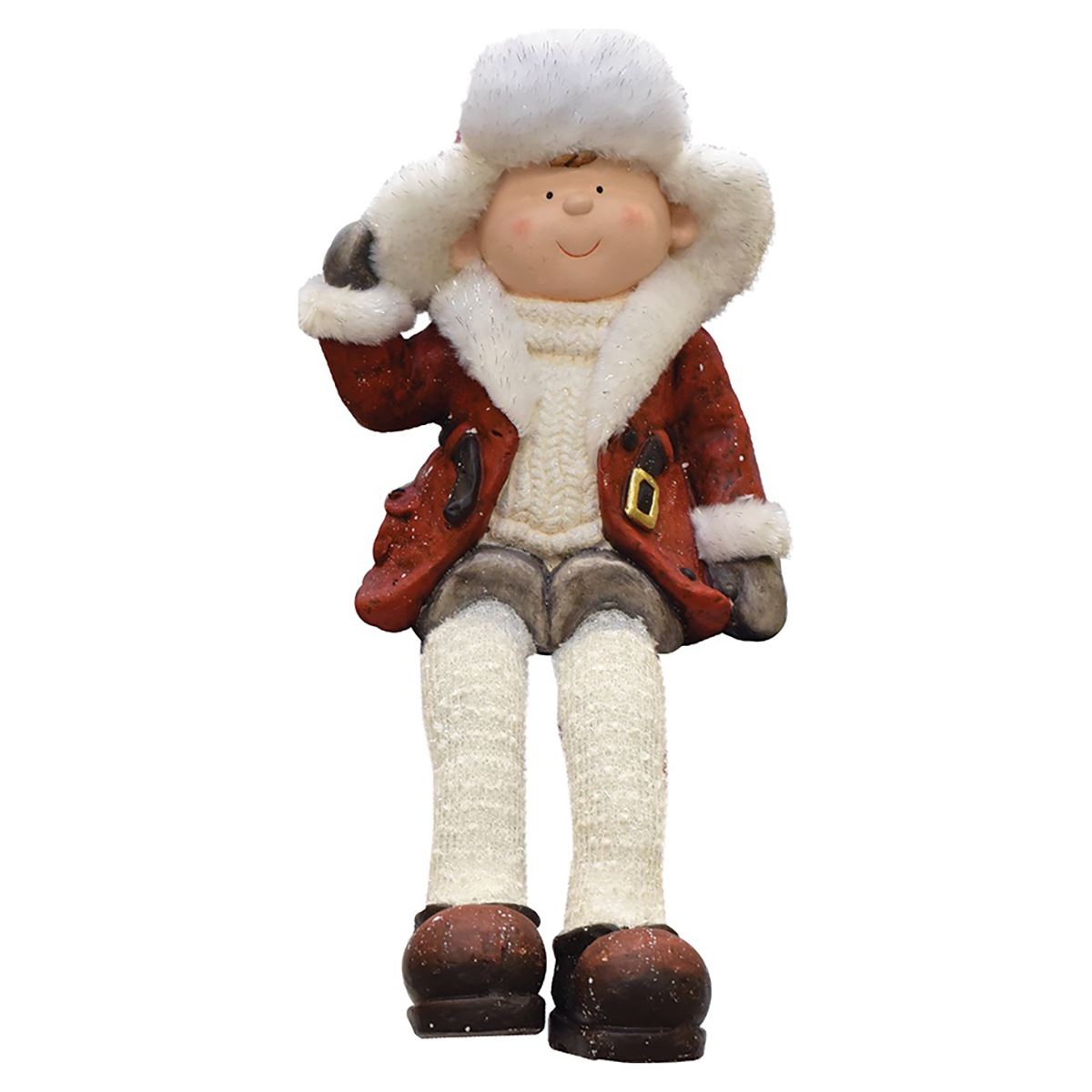Northlight Seasonal Sitting Young Boy In Faux Fur Holiday Figure