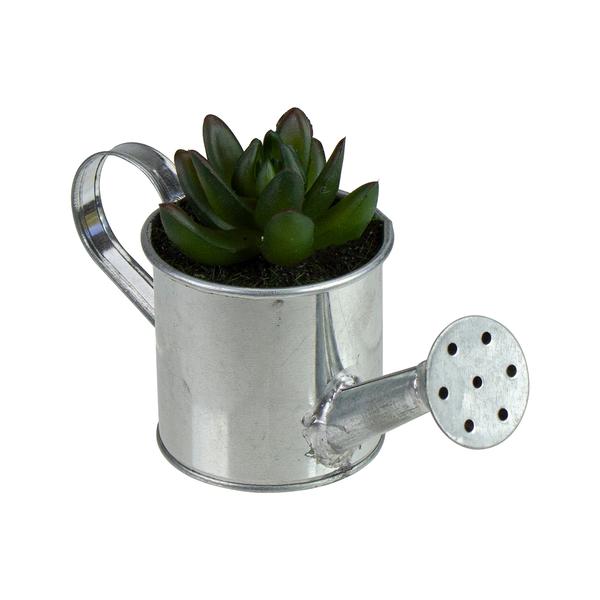 Northlight 6 Mini Artificial Succulent in Watering Can alternate view