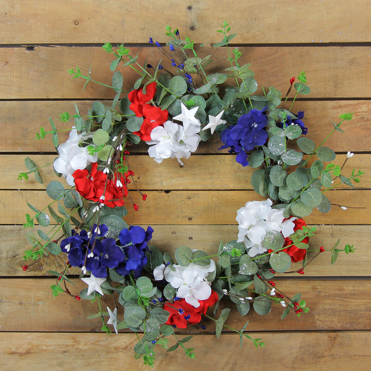 Northlight Seasonal Patriotic Hydrangea 20in. Wreath