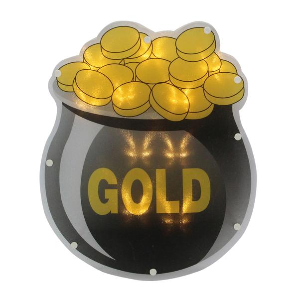 Northlight LED St. Patrickft.s Day Pot of Gold Window Silhouette