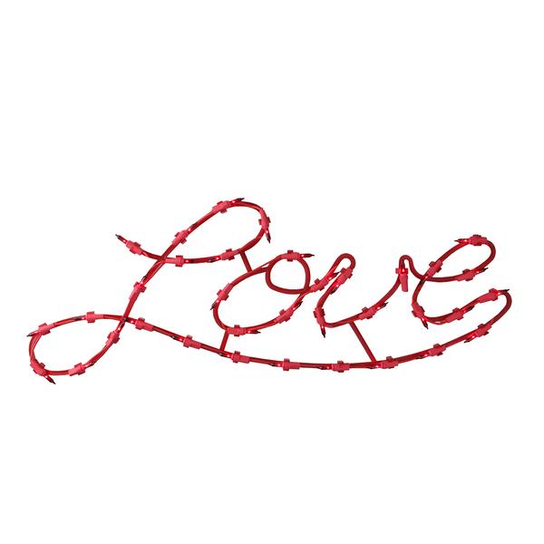 Northlight Lighted Red Love Script Window Silhouette
