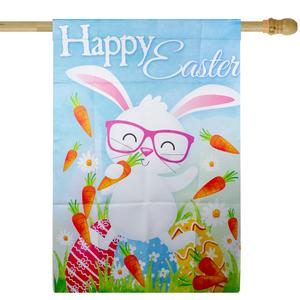 Northlight Happy Easter Bunny with Carrots House Flag alternate view