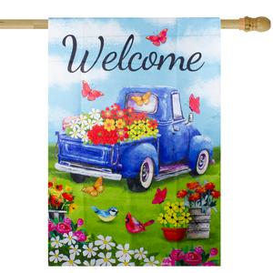 Northlight Welcome Truck with Flowers Outdoor Flag alternate view