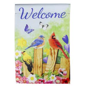 Northlight Welcome Birds on a Fence Garden Flag