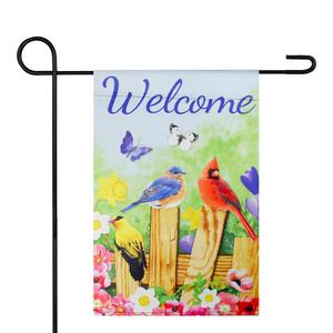 Northlight Welcome Birds on a Fence Garden Flag alternate view