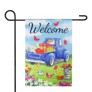 Northlight Welcome Blue Pickup Truck with Flowers Flag alternate view