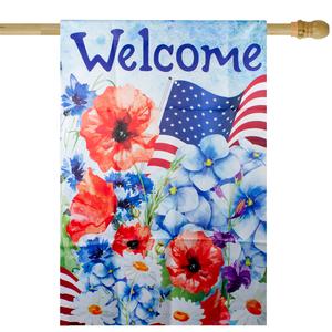 Northlight Patriotic Floral Outdoor House Flag alternate view