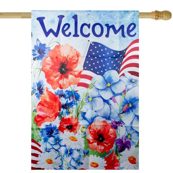 Northlight Patriotic Floral Outdoor House Flag alternate view