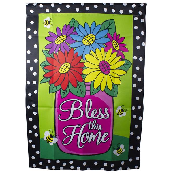 Northlight 28in. Bless this Home Bouquet Outdoor House Flag