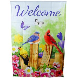 Northlight Welcome Birds on a Fence Outdoor Flag