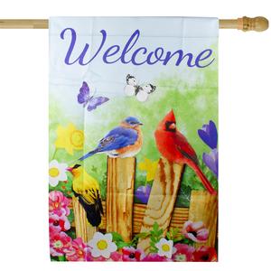 Northlight Welcome Birds on a Fence Outdoor Flag alternate view