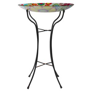 Northlight 18in. Flowers Hand Painted Glass Bird Bath alternate view