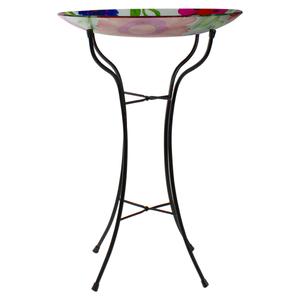 Northlight 18in. Summer Flowers Painted Glass Bird Bath alternate view