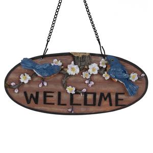Northlight Hanging Welcome Sign with Bluebirds & Flowers