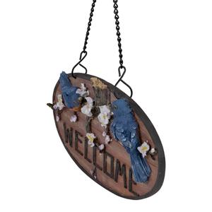Northlight Hanging Welcome Sign with Bluebirds & Flowers alternate view