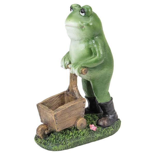 Northlight Frog Pushing Wheelbarrow Garden Statue alternate view