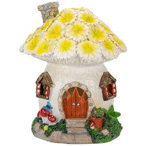 Northlight 7in. Solar Flower House Garden Statue