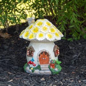 Northlight 7in. Solar Flower House Garden Statue alternate view