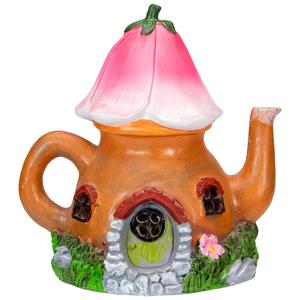 Northlight 7in. Solar Flower Tea Pot Garden Statue