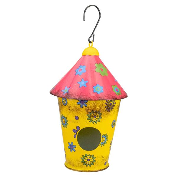 Northlight 7.7in. Metal Birdhouse with Flowers