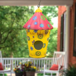 Northlight 7.7in. Metal Birdhouse with Flowers alternate view