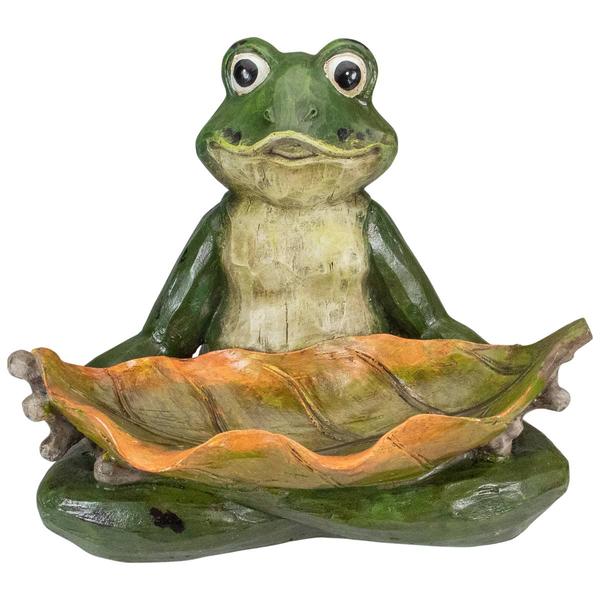 Northlight 14in. Frog Birdfeeder Outdoor Garden Statue